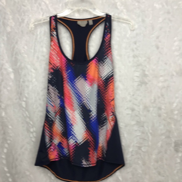 Athleta Navy Orange racerback gepattern tank small - Picture 2 of 7